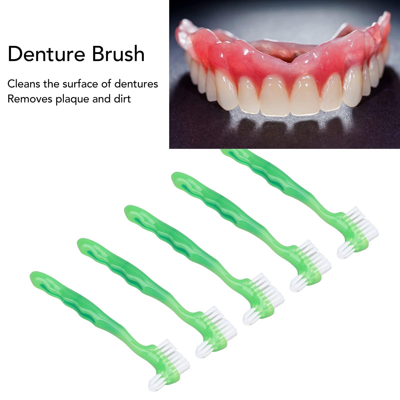 Naroote Denture Brush Denture Toothbrush Denture Brush Set Senior Professional Cleaning Brush for Daily Use (Green) Denture Brush Toothbrush Denture Cleaner Brush