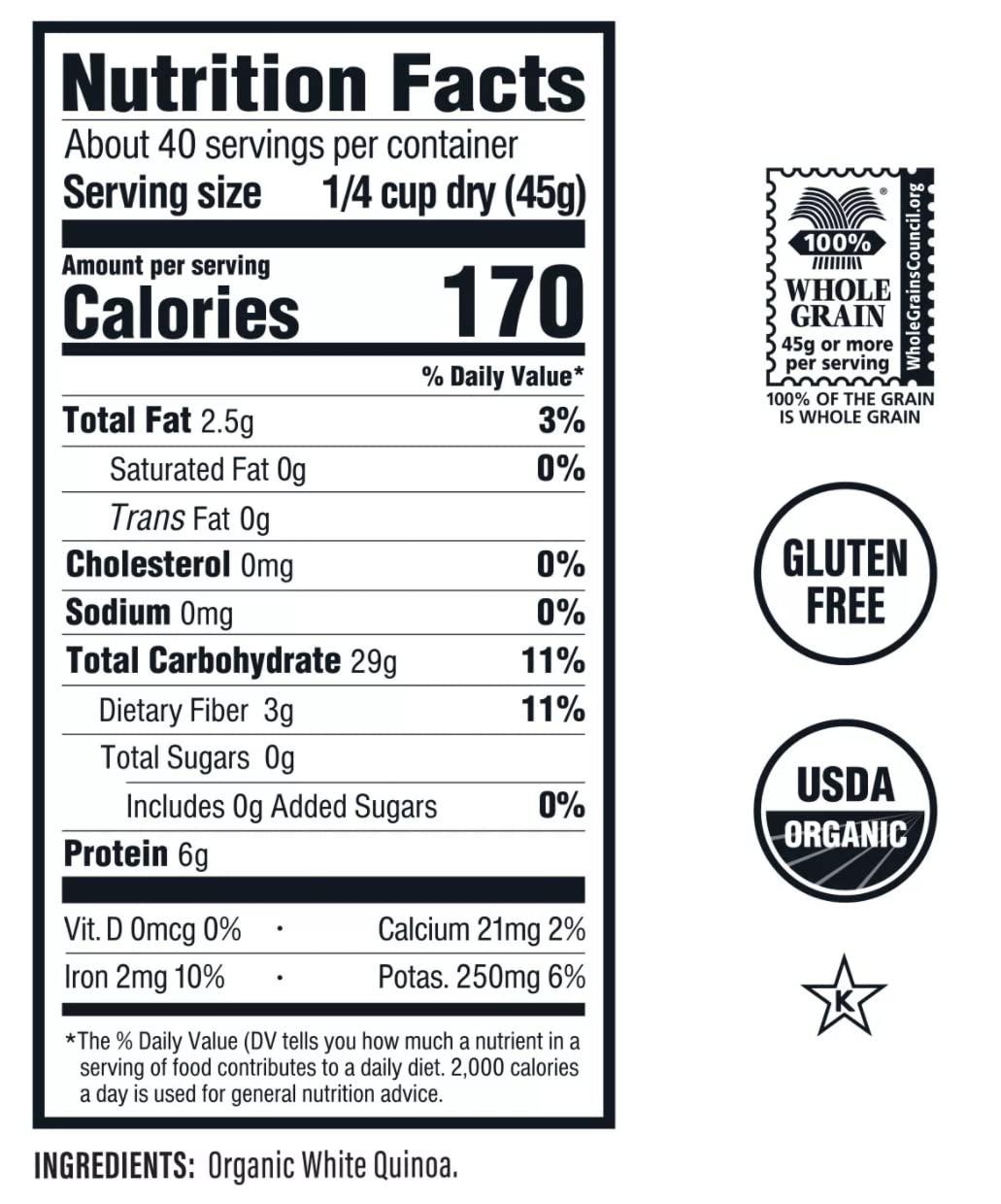 Sideaway Foods Sideaway Foods Organic Quinoa, 4lbs, 64 Ounces