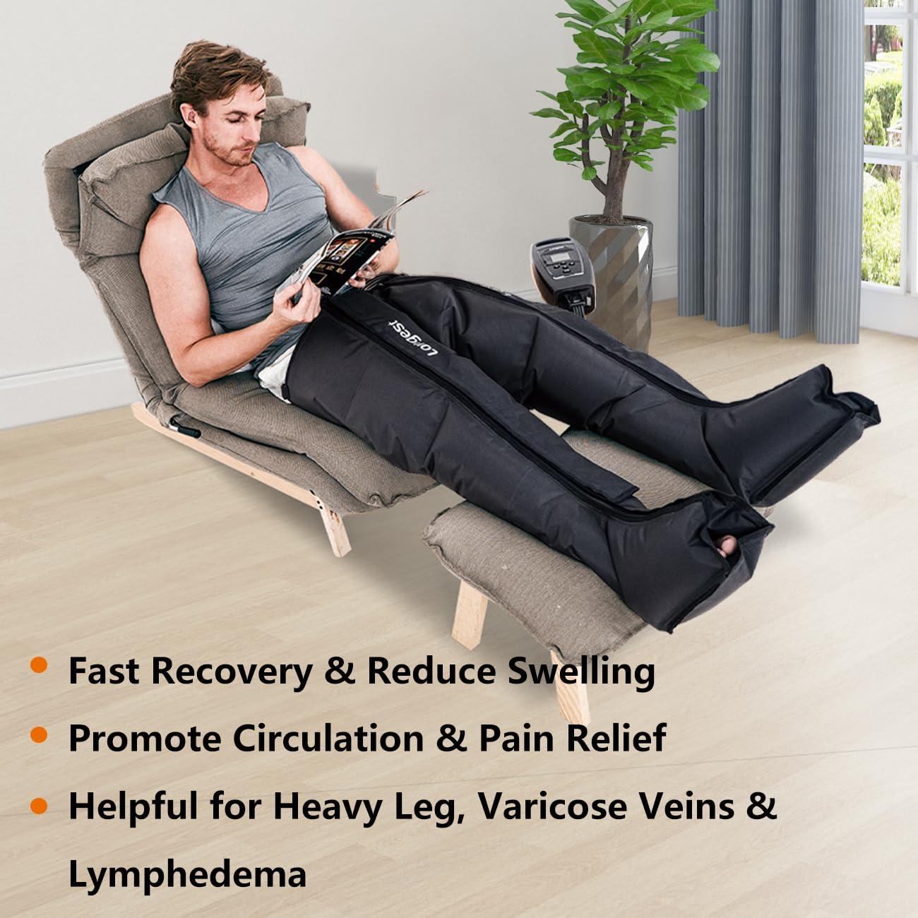 LONGEST LONGEST Lymphedema Pumps Legs Air Compression Recovery Boots Leg Recovery Compression System Machine for Swelling, Circulation & Pain Medium
