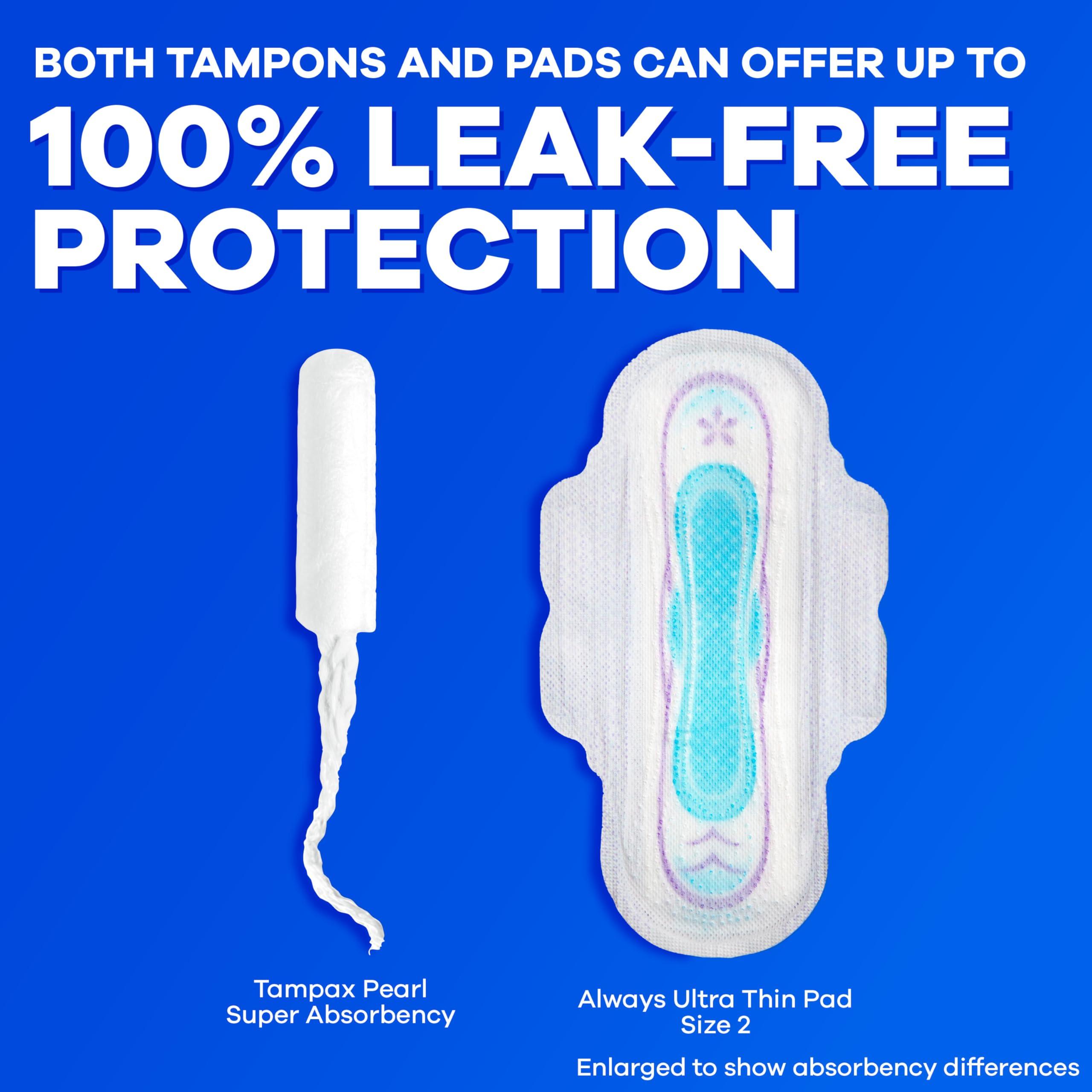 Tampax Tampax Pearl Tampons Multi Pack, with LeakGuard Braid, Regular/Super/Super Plus Absorbency, Unscented, 47 Count