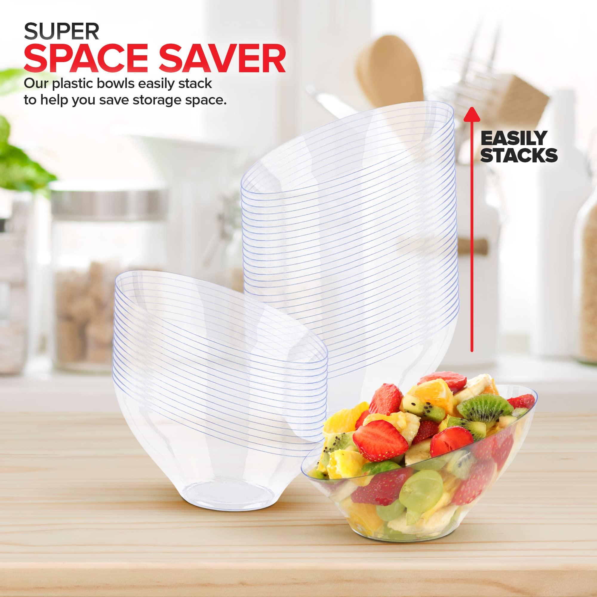 Stock Your Home 6oz Clear Plastic Serving Bowls (8 Pack) Small Disposable Candy Dishes, Buffet Containers for Chips, Popcorn, Snacks, Mints, Salad Bar, Snack Bowl, Parties, Office Desk, Bridal Shower, Party Supplies