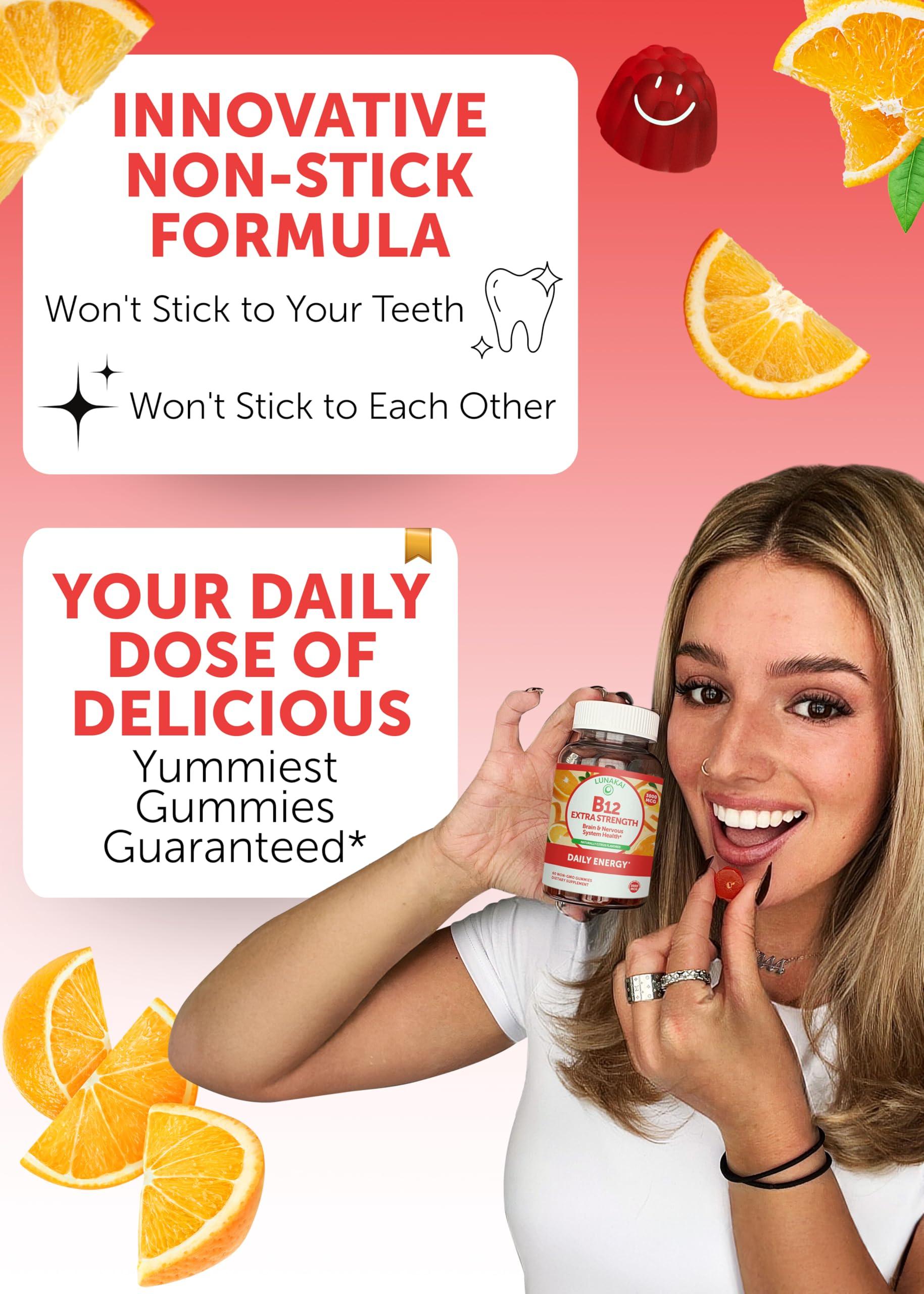 Lunakai Lunakai Vitamin B12 and Collagen Gummies Bundle - 3000 mcg Methylcobalamin High Absorption Energy Gummies - Non-GMO Anti Aging Supplements for Men & Women - 30 Days Supply