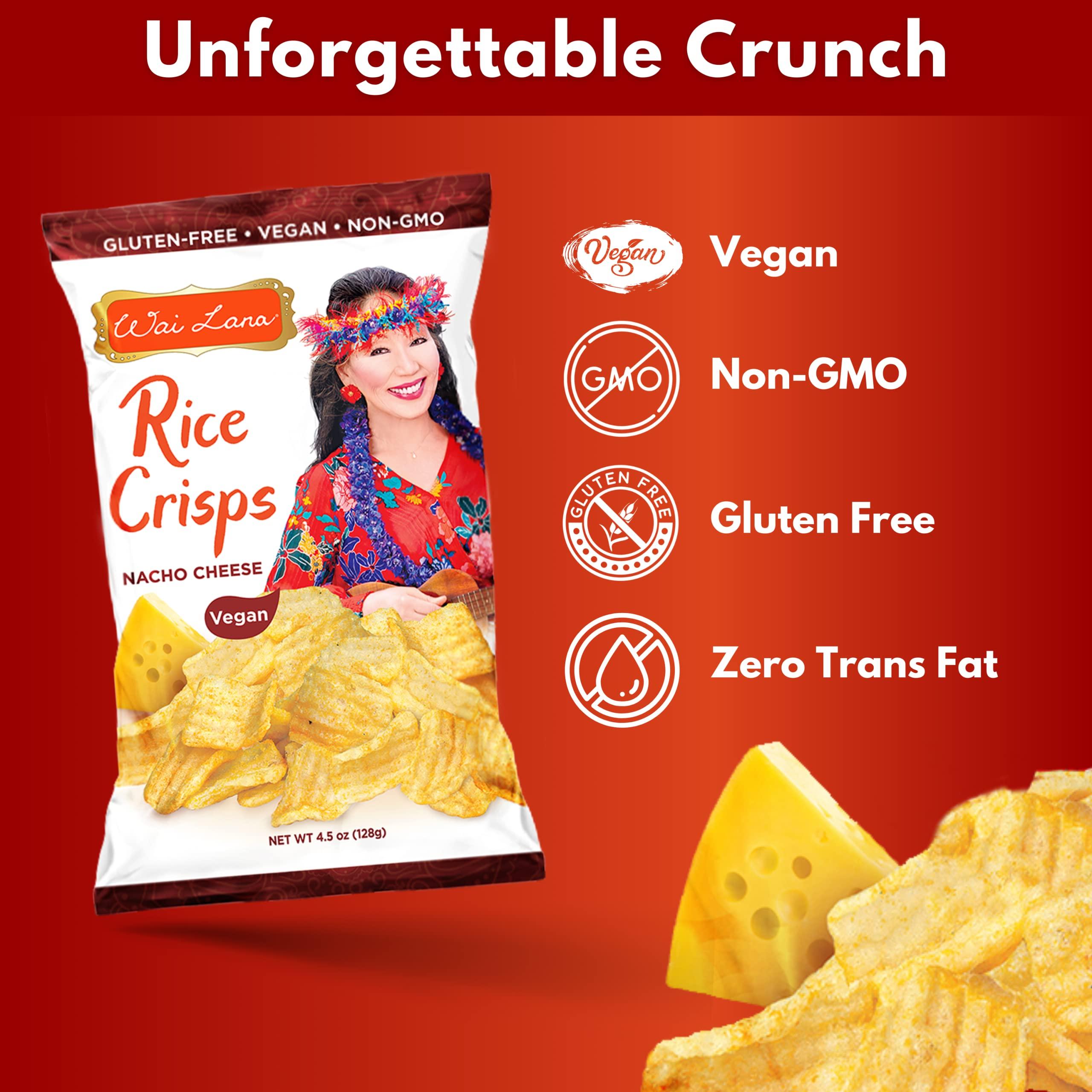 WAI LANA Wai Lana Chips Rice Crisps – Nacho Cheese, Gluten-Free, Vegan, Non-GMO, 4.5 oz (Count of 6)