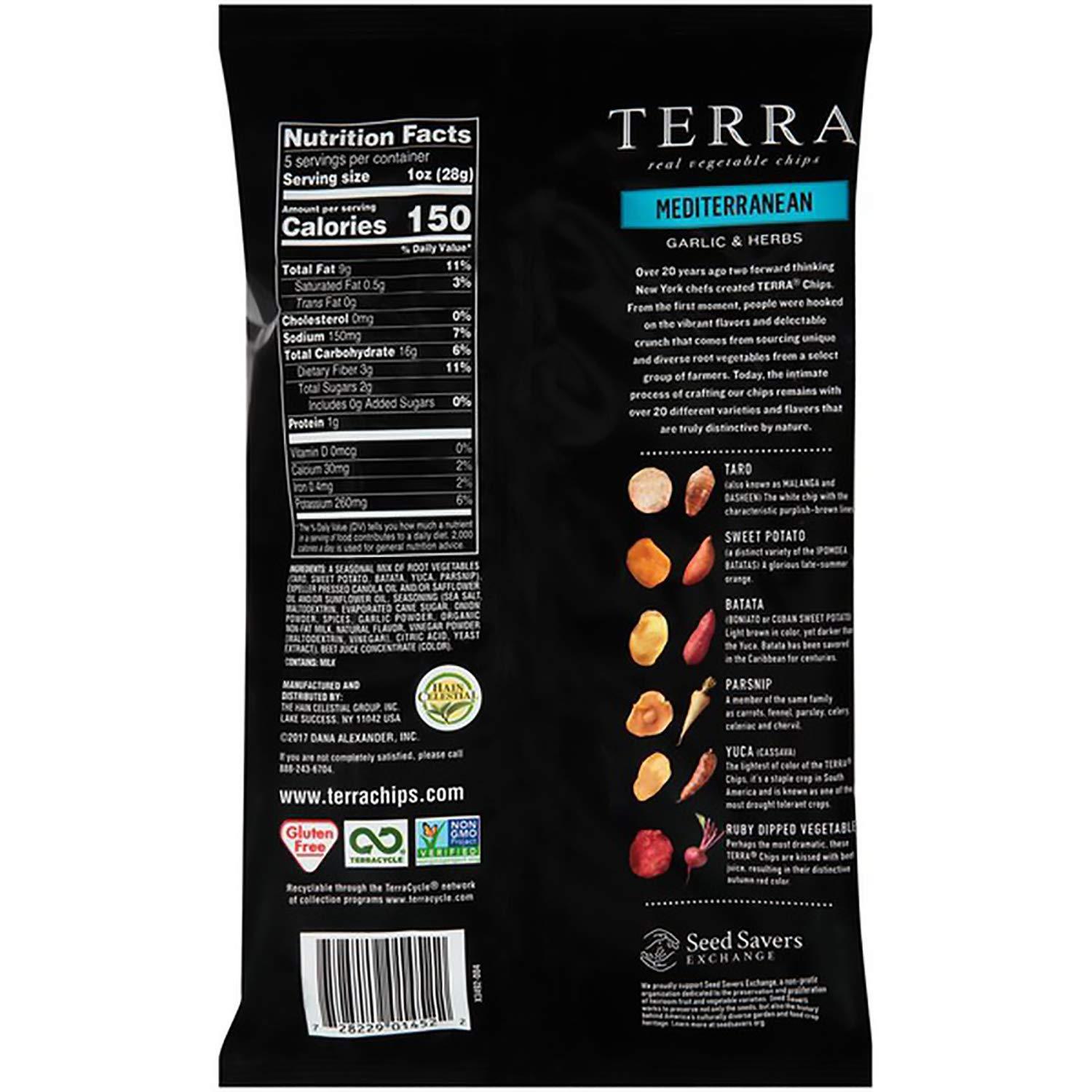 Terra Terra Vegetable Chips, Mediterranean Garlic & Herbs Real Vegetable Chips, 5 oz