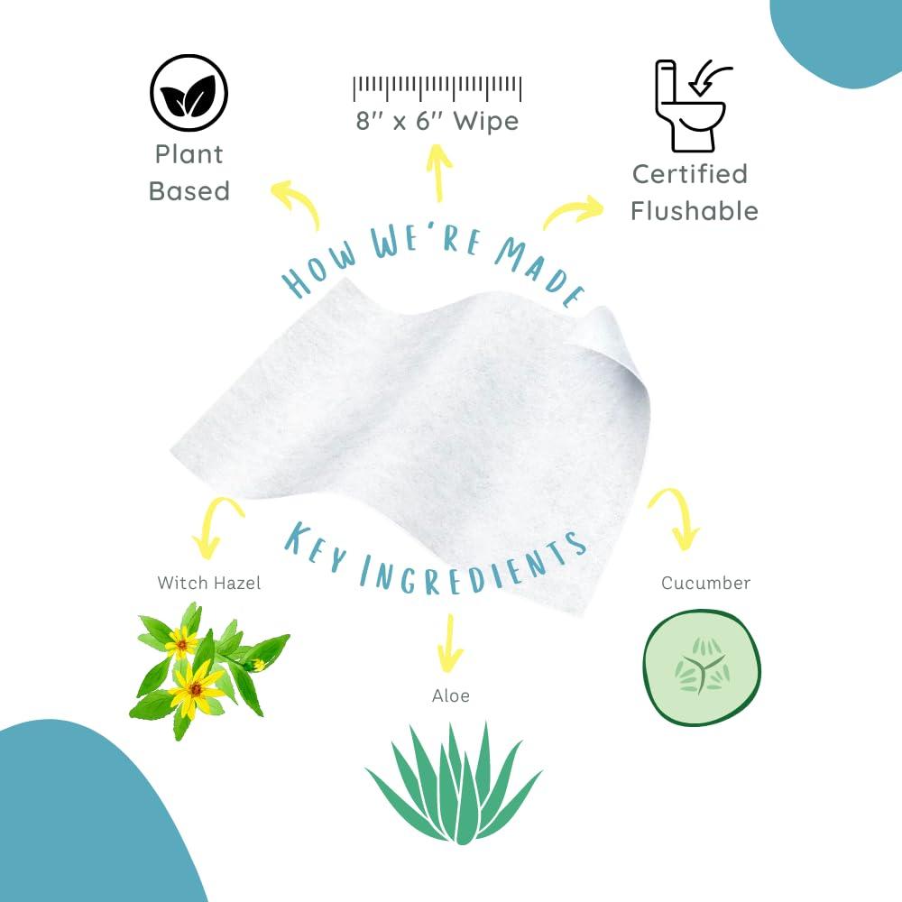 Stall Mates Wipes Stall Mates Wipes Witch Hazel: Flushable Wipes | Individually Wrapped | Travel Friendly | Soothing Witch Hazel | Unscented with Cucumber, Aloe and Chamomile | (30 on-the-go singles)