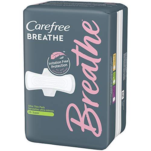 Carefree Carefree Breathe Ultra Thin Super Pads with Wings, Irritation-Free Protection, Unscented, 28 Count