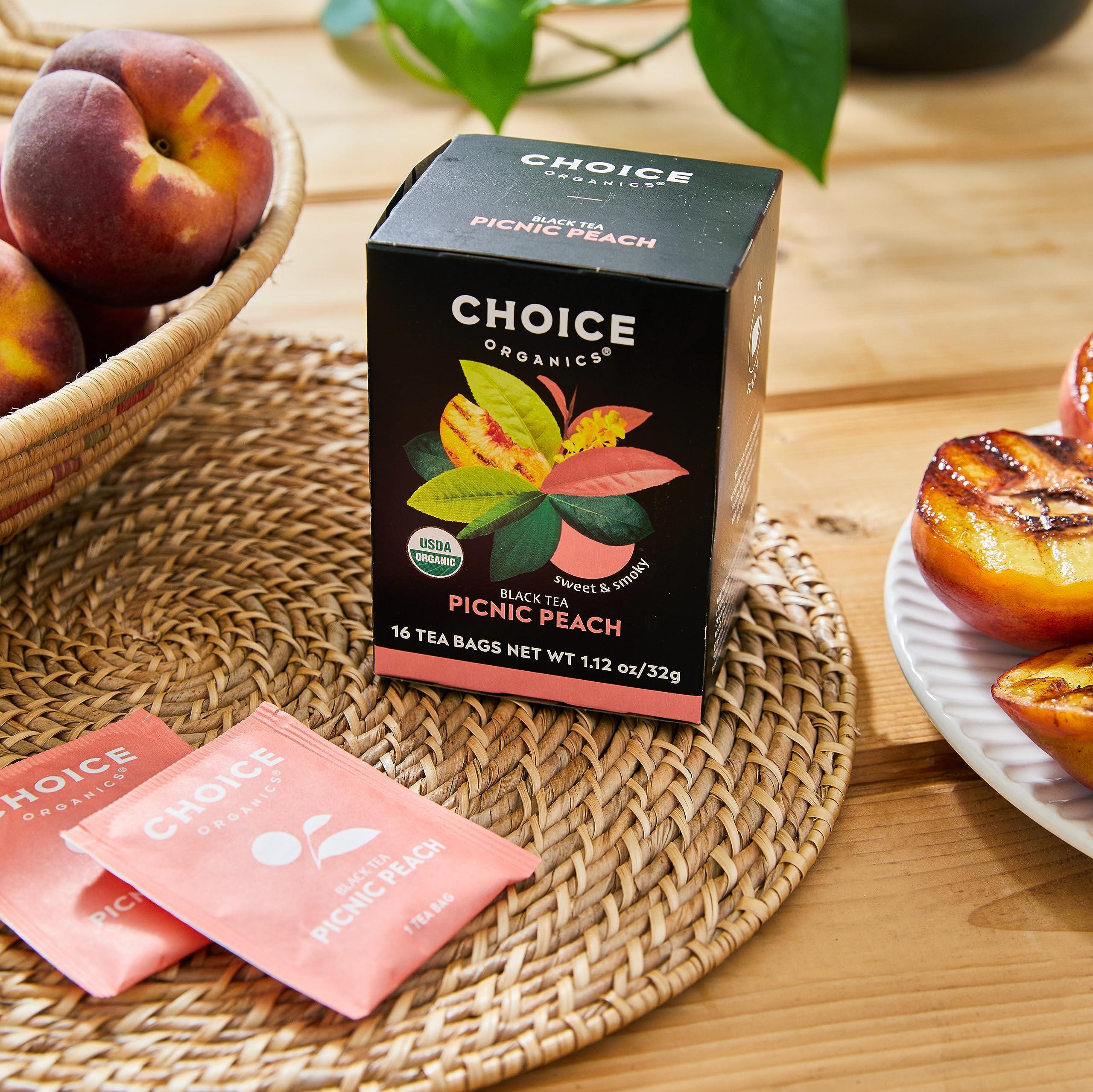 Choice Organics Choice Organics - Organic Picnic Peach Tea (3 Pack) - Rainforest Alliance - Contains Caffeine - 48 Organic Black Tea Bags