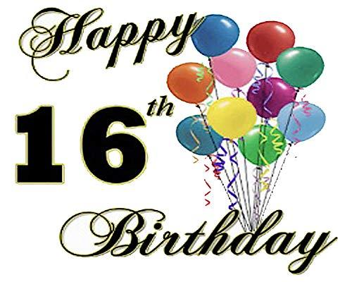 Quantumchaos Media 8" Round ~ Happy 16th Birthday Balloons Birthday ~ Edible Cake/Cupcake Topper!!!