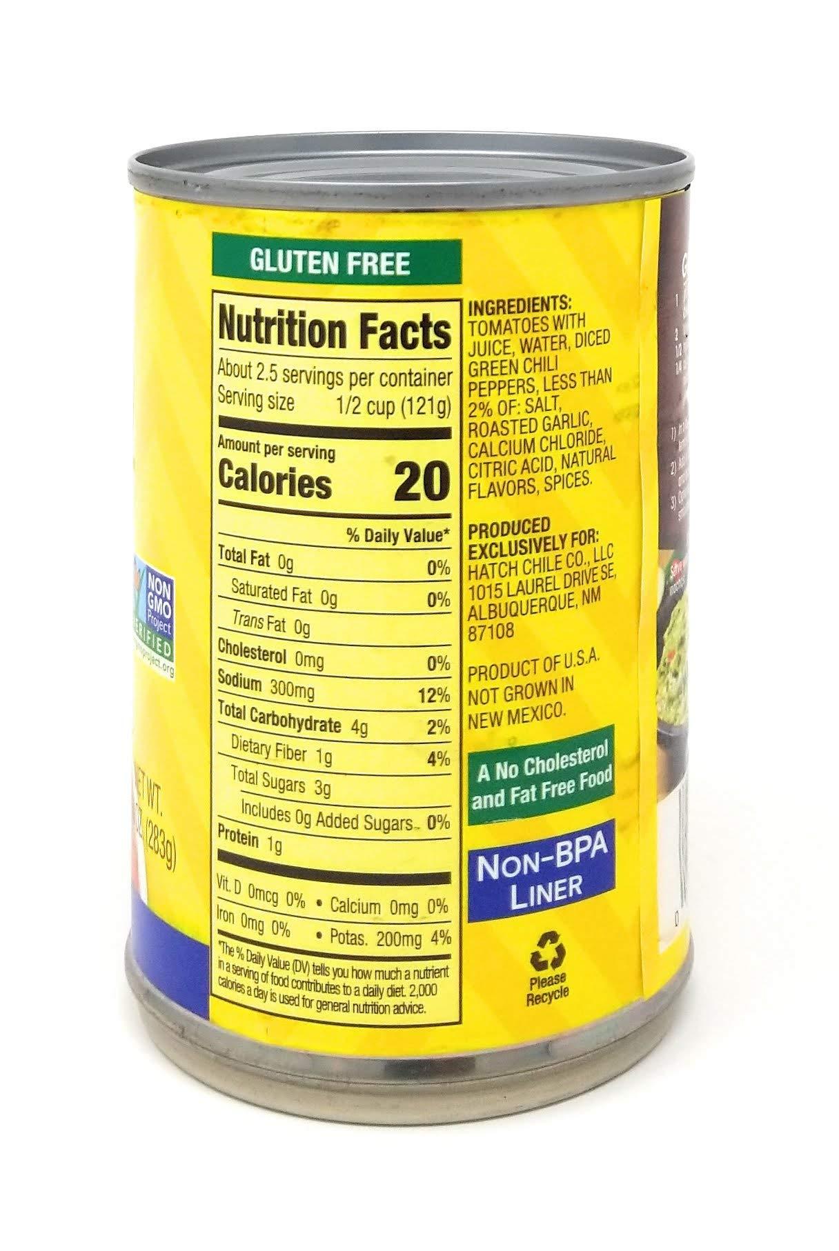 Hatch Chile Company Hatch Diced MEDIUM Tomatoes and Green Chiles with Roasted Garlic 10oz 2-Pack