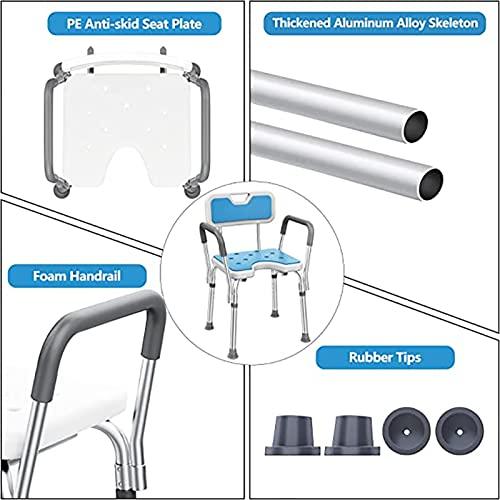 PTHTBL Heavy Duty Shower Chair with Back and Arms 300lb, Bathtub Chair with Handles - Shower Cut Out Seat for Handicap, Disabled, Seniors & Elderly,White