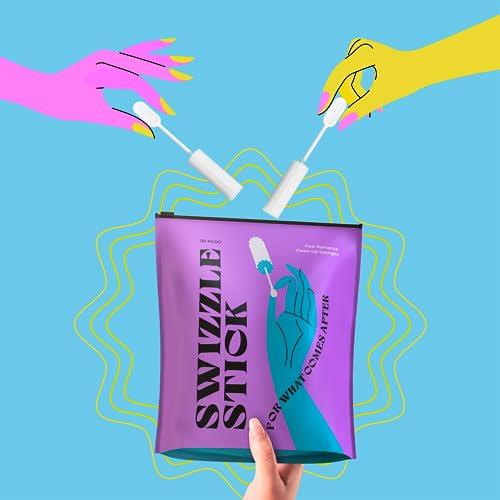 Berkland [25 Pack] Swizzle Stick Absorbing Sponge for Women - Ultra-Absorbent Post-Romance Cleanup Sponge to Stop The Drip - Long Handle, Easy Grip, Individually Packaged