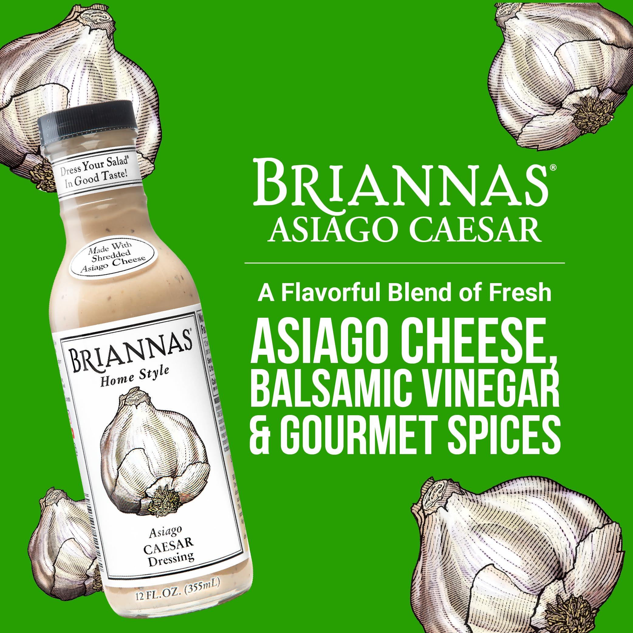 BRIANNAS RIANNAS - Home Style Asiago Caesar Dressing Fine Salad Dressing made with Premium Ingredients - Gluten Free & Low Sugar Dressing - 12 oz. Bottle