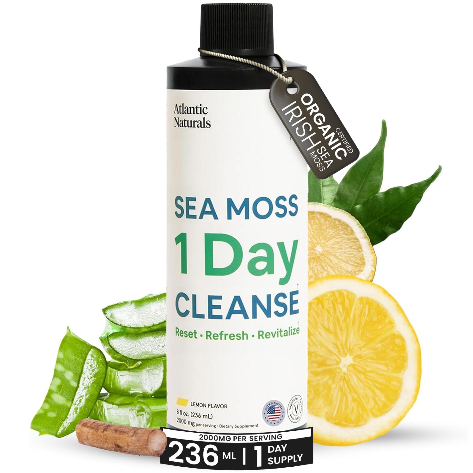Atlantic Naturals Atlantic Naturals - 1 Day Colon Cleanse Full Body Detox Drink - Sea Moss Supplement for Women & Men, Gut Health, Kidney & Liver Immune Energy Enhancer Gut Cleanse - Lemon Flavor Juice, 8 fl oz