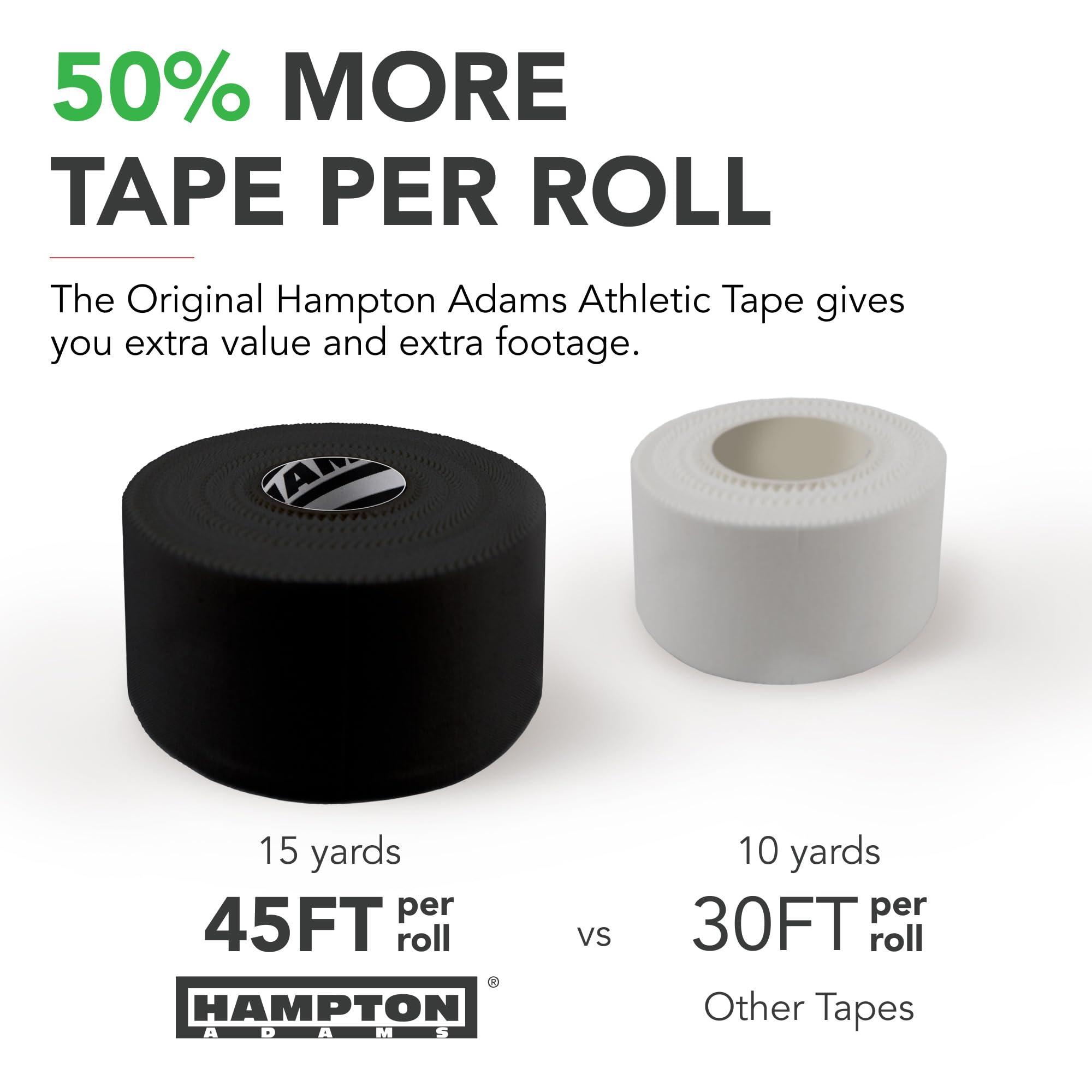 Hampton Adams Hampton Adams | As Seen on Shark Tank | Original Sports Medical Athletic Tape (8-Pack) | 45ft Rolls | No Sticky Residue Easy Tear | for Athletes Trainers First Aid Injury Wrap | Ankles Wrist (Black)