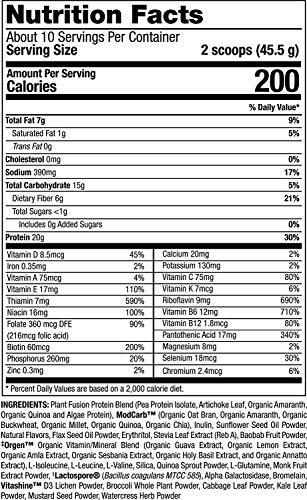 PlantFusion PlantFusion Complete Meal Replacement Shake - Plant Based Protein Powder with Superfoods, Greens & Probiotics - Vegan, Gluten Free, Soy Free, Non-Dairy, No Sugar, Non-GMO - Vanilla 1 lb