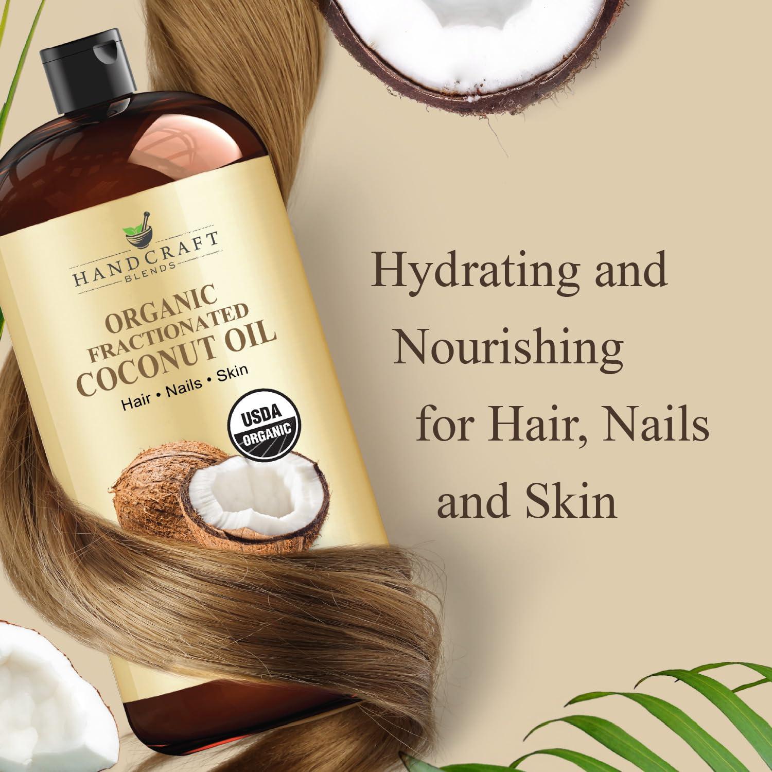 Handcraft Blends Handcraft Blends Organic Fractionated Coconut Oil - 28 Fl Oz - 100% Pure and Natural - Premium Grade Carrier Oil for Skin and Hair - Hair and Body - Massage