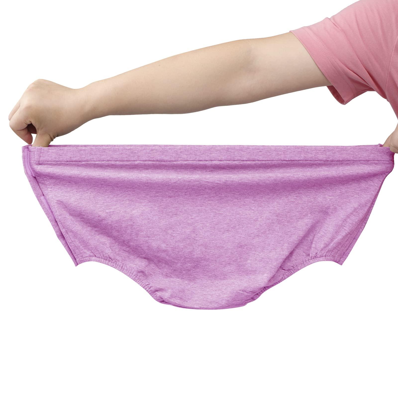 BXT Tear Away Post Surgery Underwear Side Open Extra Large Briefs for Fracture Patients Elderly Limited Mobility Bedridden Light Purple