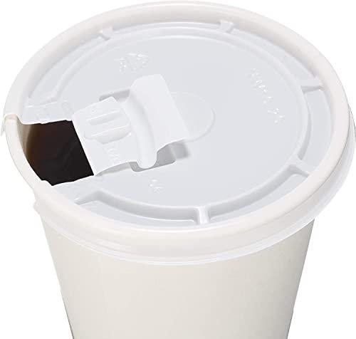 VeZee VeZee Disposable Plastic Flat Tear-Back with pinhole design Lids for White Hot Cup suitable for hot cups sized 10 oz., 16 oz & 24 oz.|150CT