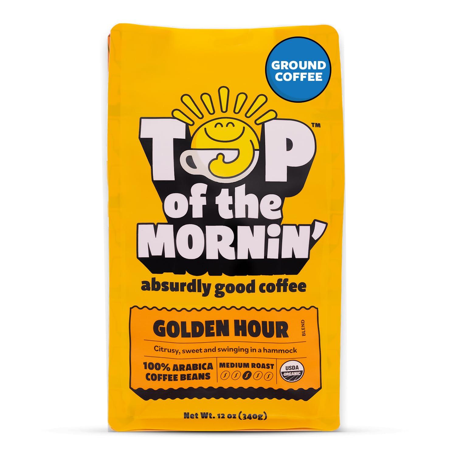 Top of the Mornin Top of the Mornin Ground Coffee by JackSepticEye, Ethically Sourced Organic Specialty Grade Coffee with hints of Praline and Black Tea (12 Ounce, Golden Hour)