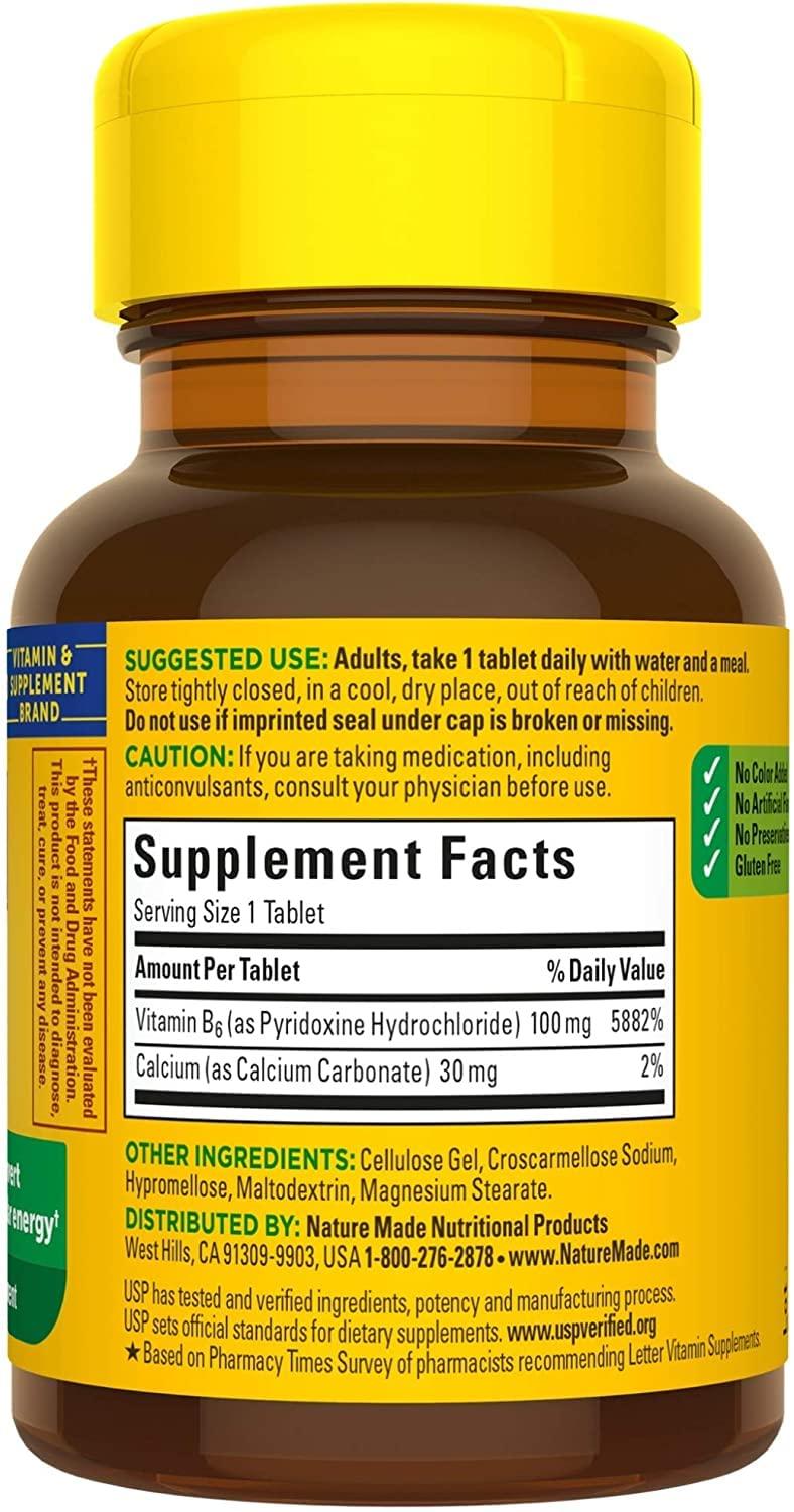 Nature Made Nature Made Vitamin B-6 100 mg Tablets 100 ea (Pack of 4)
