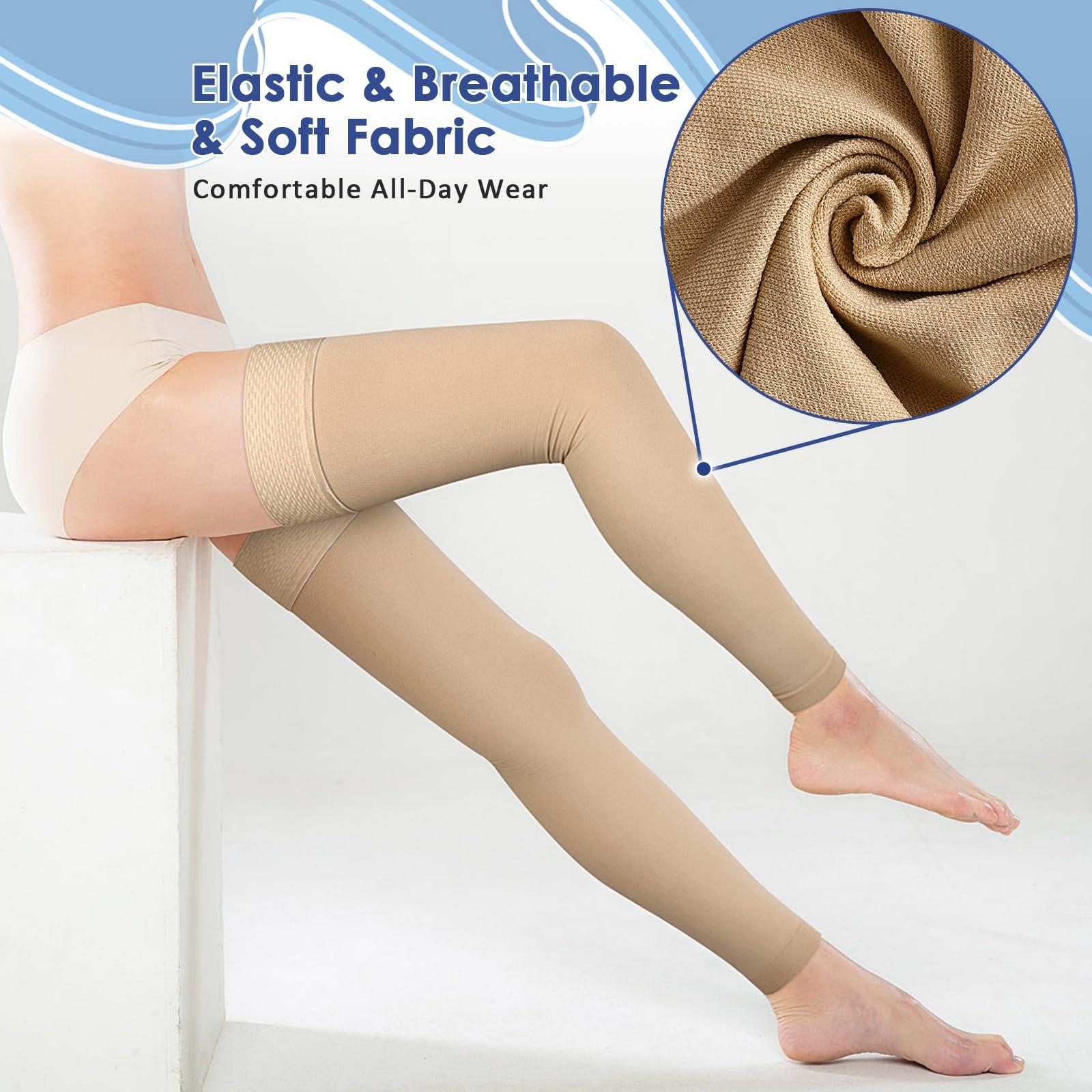 beister Beister 15-20 mmHg Compression Stockings for Women & Men, Thigh High Medical Footless Graduated Compression Sleeves with Dot Silicone Band, Support Pressure Socks for Varicose Veins, Edema, DVT