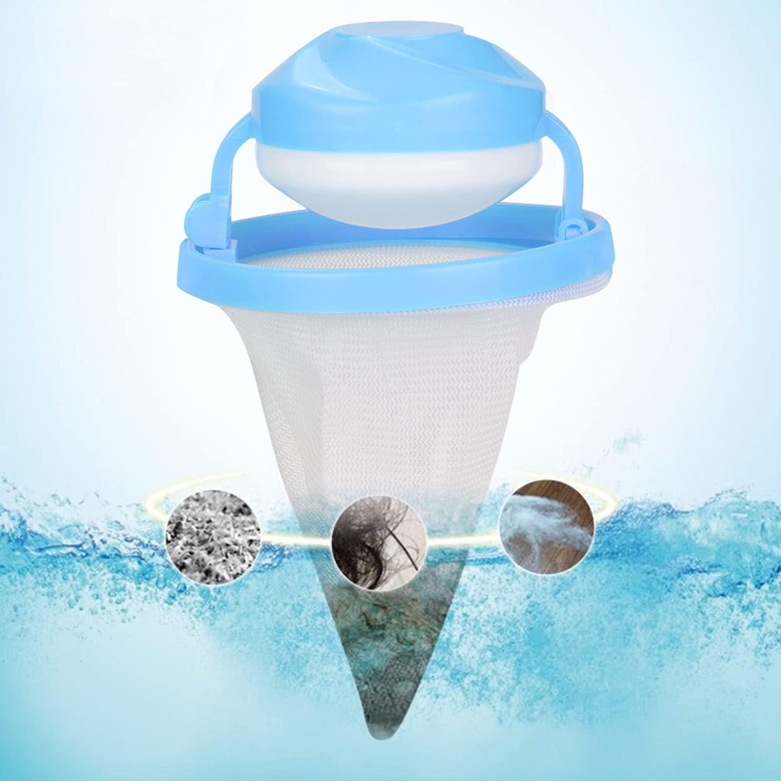 Jeffergarden Floating Lint Mesh Bag Pet Hair Collector Laundry Filter Bag for Washing Machine Washer Lint Catcher Hair Filter Net Pouch (Blue)