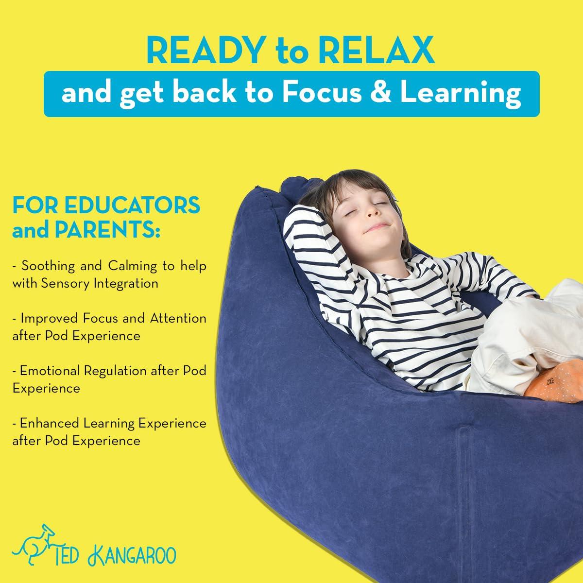 TED KANGAROO TED KANGAROO - Sensory Chair for Kids - Inflatable Peapod for Children, Triangle Chair includes Electric Air Pump