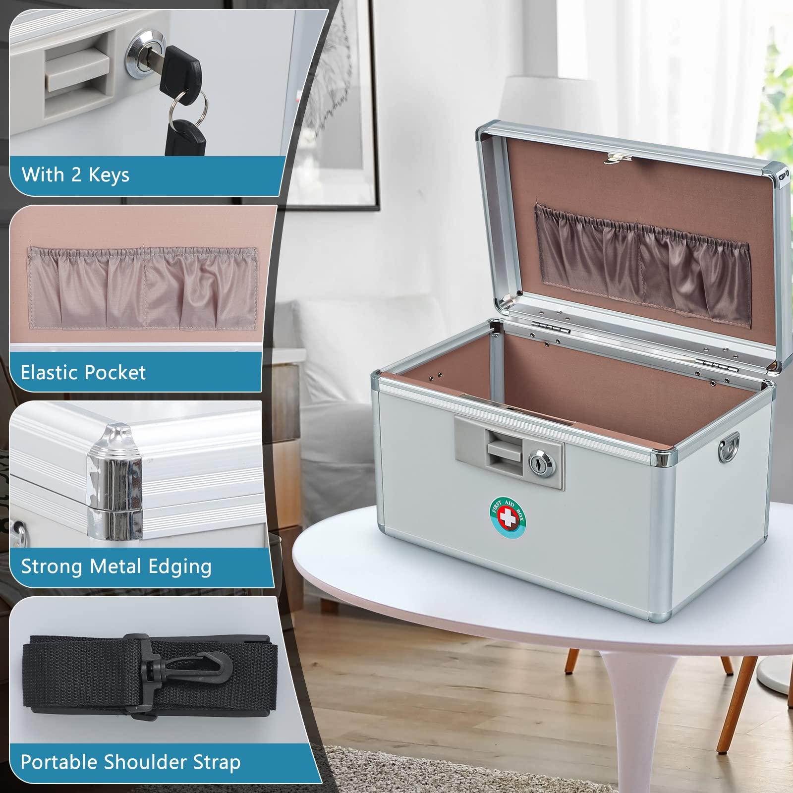 KYODOLED KYODOLED Locking Key Medicine Box,First Aid Key Safe Box with Lock,Key Medication Storage Lock Box for Drugs Use, 10.2\'\' x 6.2\'\' x 7.7\'\' White