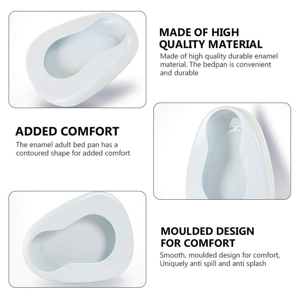 HEALLILY HEALLILY Portable Bedpans for Women Men Elderly Enamel Bed Bound Urinal Bedridden Patient Home Bed Pan Emergency Device (White)