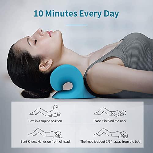 RESTCLOUD RESTCLOUD Neck and Shoulder Relaxer, Cervical Traction Device for TMJ Pain Relief and Cervical Spine Alignment, Chiropractic Pillow Neck Stretcher (Blue)