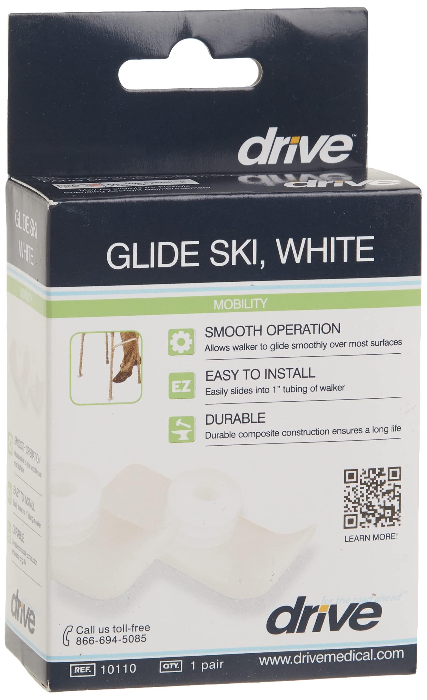 Drive Medical Drive Medical 10110 Walker Wheel Ski Glides, White (Pack of 4)