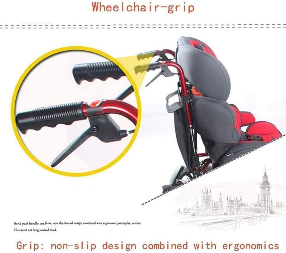 Aimery Aimery Foldable Full Recline Child Wheelchair, Cerebral Palsy Childrens Manual Wheelchair with High Backrest, with Dining Table Medical WheelchairPortable ultra-light hand-push mobility scooter