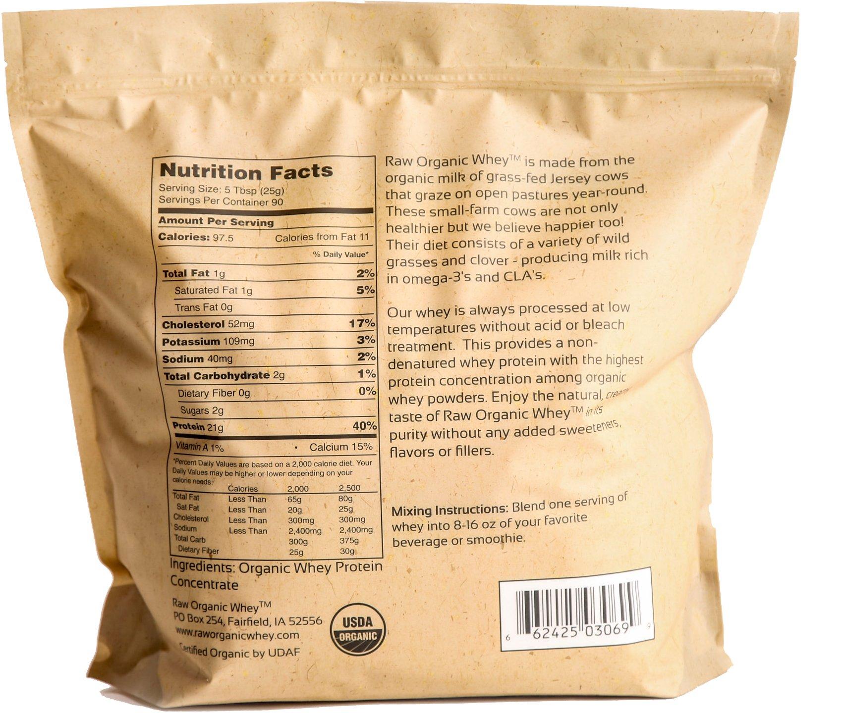 Raw Organic Whey Raw Organic Whey Protein Powder, Grass Fed, Happy Healthy Cows, Undenatured, Hormone Free, Non-GMO, Gluten Free, Unflavored, Unsweetened, 5LB