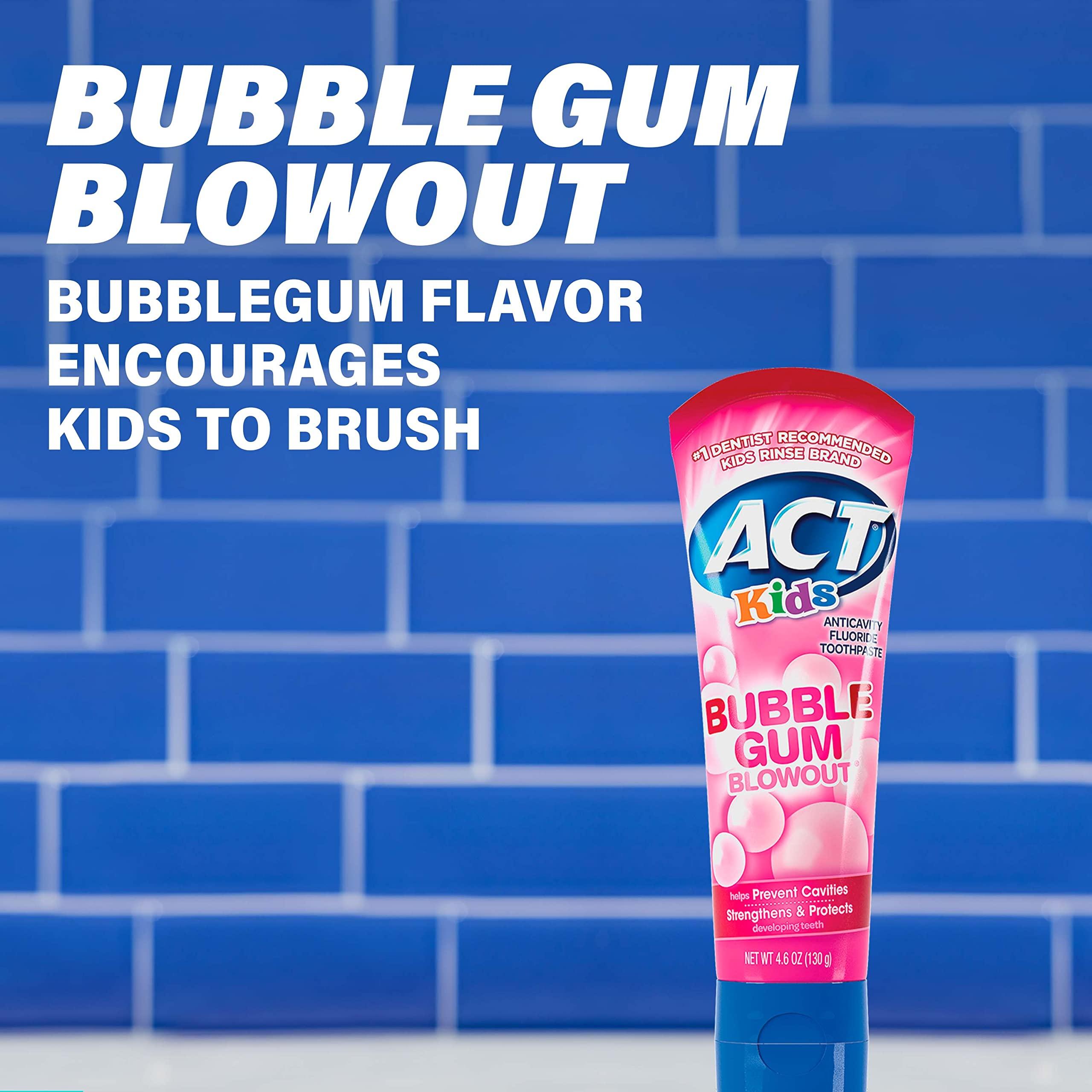 ACT ACT Kids Anticavity Fluoride Toothpaste 4.6 oz. Bubble Gum Blowout (Pack of 2)