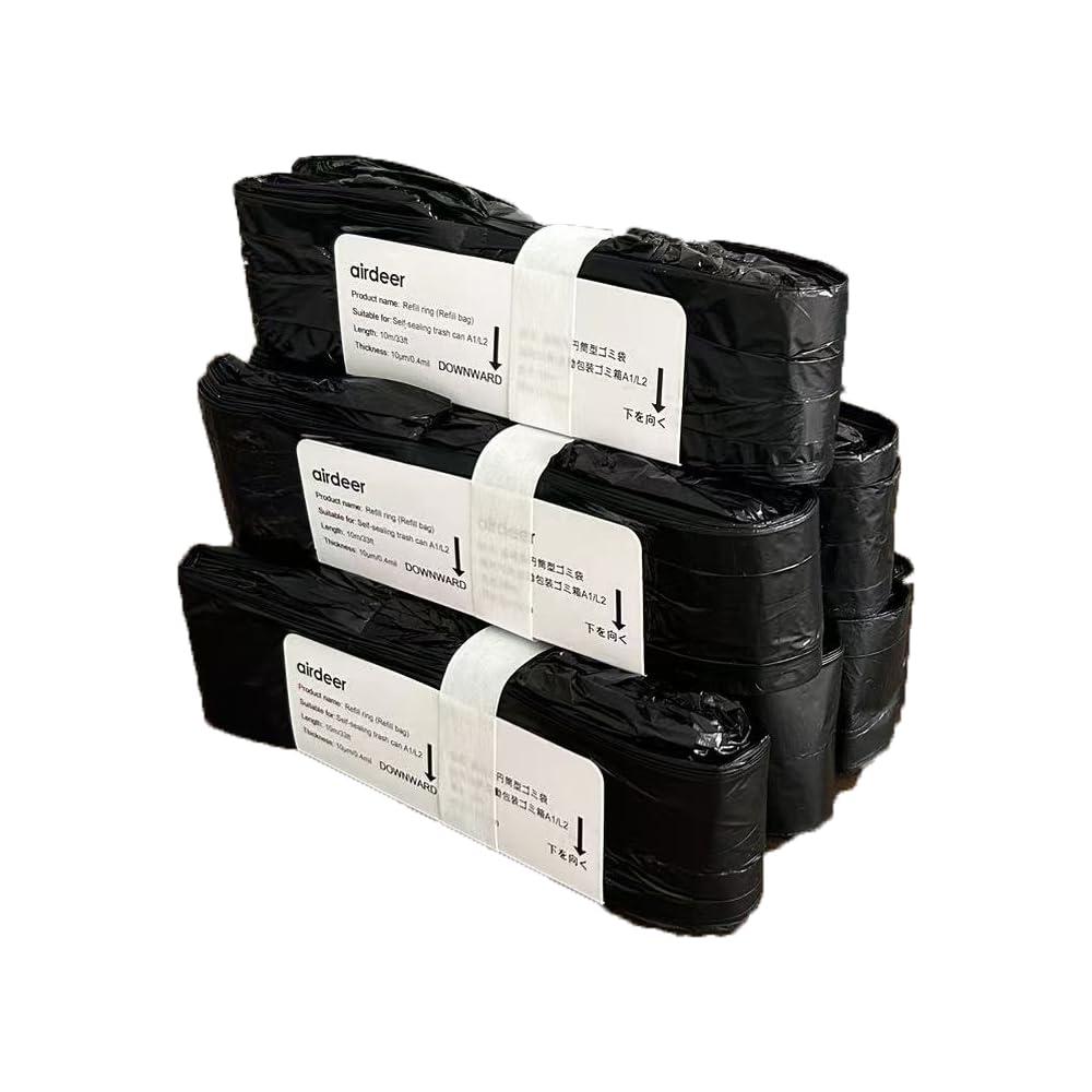 Airdeer Airdeer Refill Bag Ring, Trash can bags, 10m continuous garbage bag, Designed for Airdeer Self-sealing Smart Trash Can(A1/L2, Pack of 6)