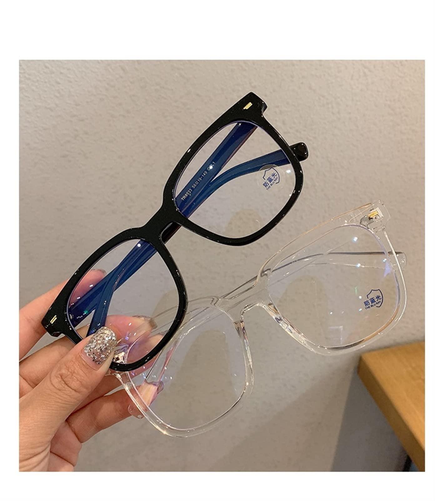 WWWL Reading Glasses, Korean Personality Large Frame, Anti-Radiation, Blue Light Glasses, All Match Flat Mirror for Women Men (Color : Grey, Size : +3.0)