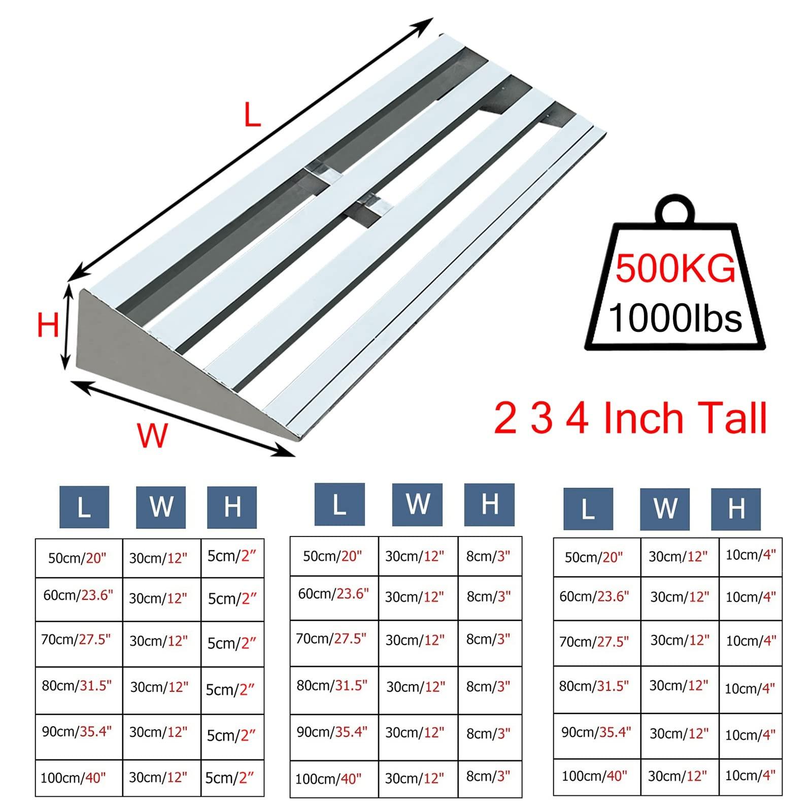 ZAQYCM Driveway Curb Ramps with Drainage, Stainless Steel Slatted Ramps for Door Threshold/ Sidewalks/ Garage/ Wheelchair, Shed Ramps for Lawn Mower, Motorcycle Ramp ( Color : LxWxH , Size : 19.6x12x4 in(50x