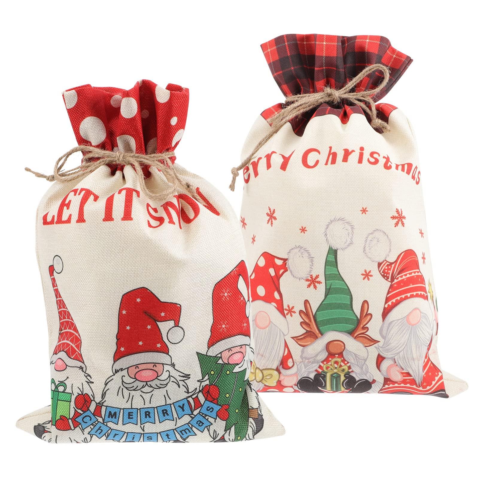 Gadpiparty Gadpiparty 2pcs Cartoon Bag Jewelry Bags Chrismas Bags Prensents Bag for Xmas Christmas Santa Pouches Burlap Bag Xmas Party Favor Bag Linen Sack Drawstring