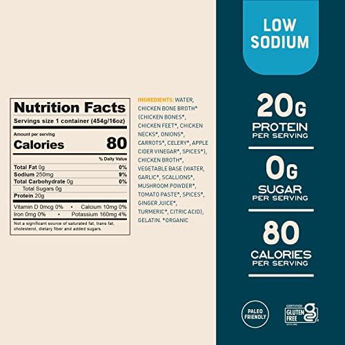 Bare Bones Bare Bones Low Sodium Chicken Bone Broth for Cooking and Sipping, 16 oz, Pack of 2, Organic, Protein and Collagen Rich, Keto Friendly, Less than 125mg of Sodium Per Cup