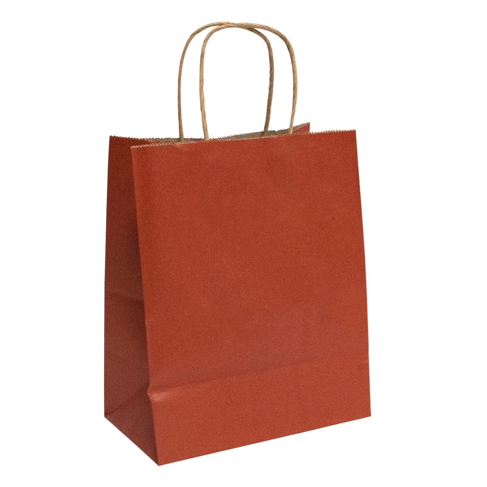 vanhel vanhel 50 PCS Wrapped Red Paper Gift Bags :8x4.25x10.5 Inch Paper Gift Bags with Handles, Paper Bags with Handles Ideal for Christmas, Halloween, Tetail, Commercial and Wedding Events
