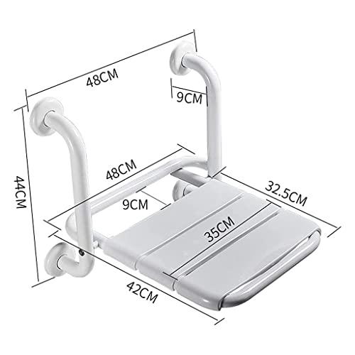 YOODODO YOODODO Foldable Wall Shower Chair, Elderly Disabled ABS Shower Seat Stool Fold-Up Bathroom Chair Wall Mounted Bath Bench Shower Chair