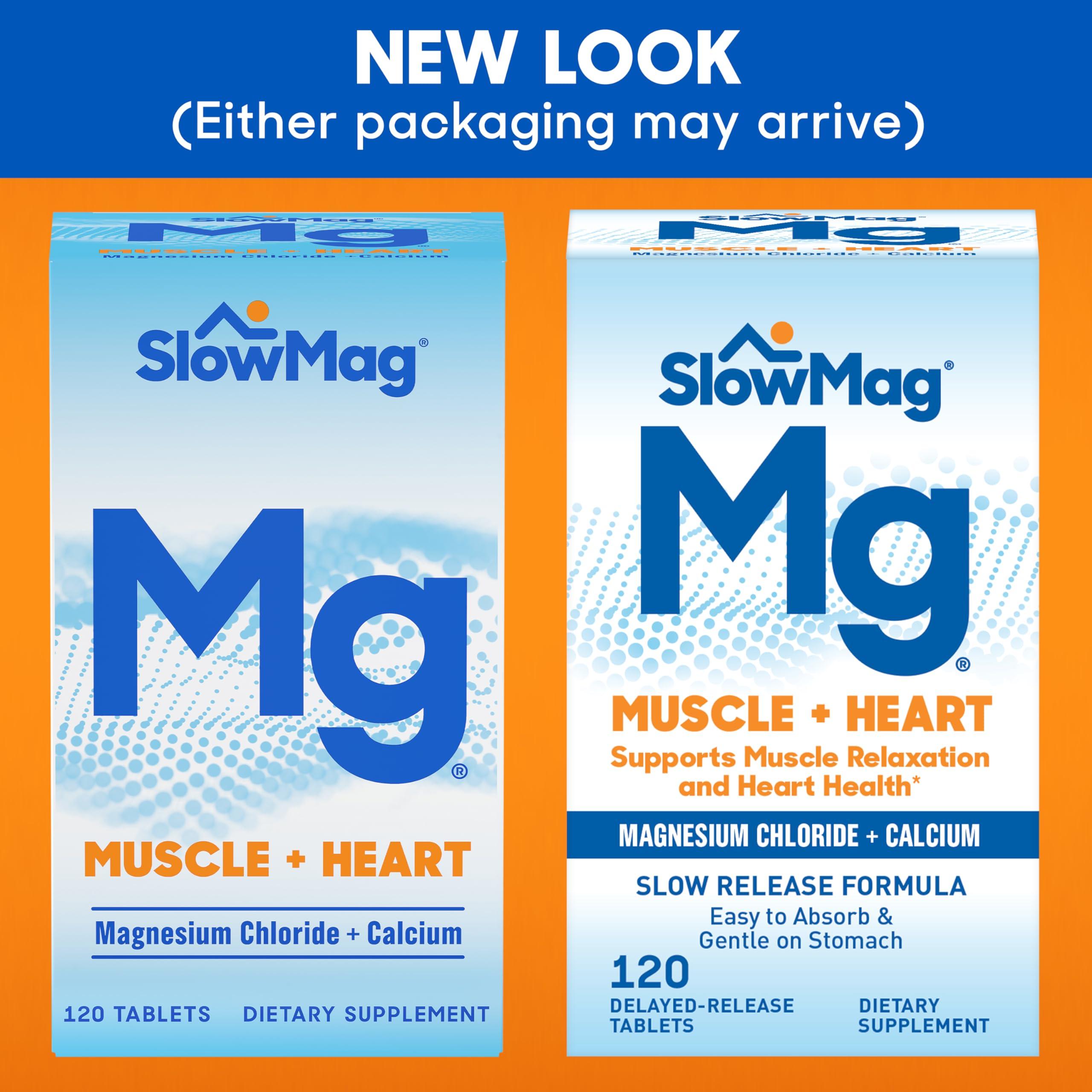Slow-Mag SlowMag Muscle Heart Magnesium Chloride Calcium 120 Count & Slow Fe 45mg Iron Deficiency Supplement 60 Count