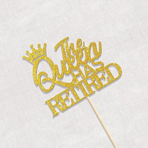 Kaakswa The Queen Has Retired Cake Topper, Retirement Farewell Party Decors, Happy Retirement for Mom Woman, The Legend Has Retired - Official Retired Theme Cake Decorations, Gold