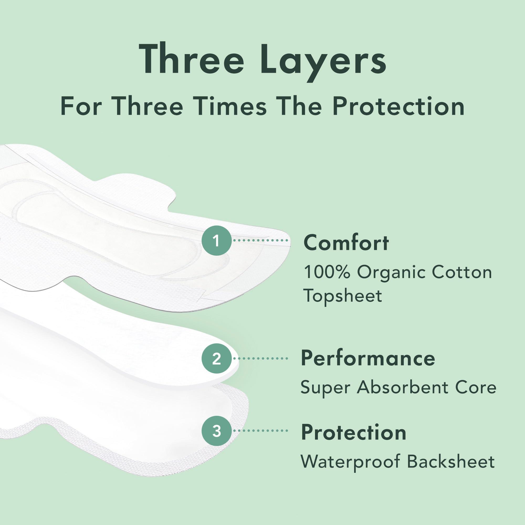 Rael Rael Pads for Women, Organic Cotton Cover - Ultimate Absorbency, Feminine Care, Ultra Thin, Sanitary Napkins with Wings, Unscented (Extra Long Overnight, 12 Count)