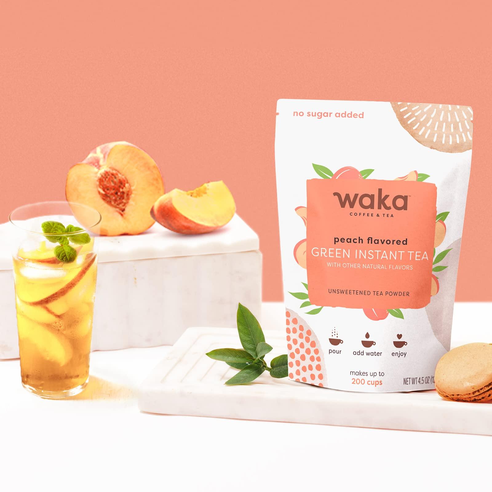 Waka Coffee Waka Instant Tea Mix, 3 Bag Bundle - 100% Tea Leaves, No Additives, Unsweetened Tea Powders - Classic, Lemon Flavored, Peach Flavored Green (4.5oz Each)