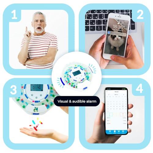 Adamson Adamson TimelyMed Smart Pill Dispenser Machine with Alarm + WIFI App Monitoring + NEW 2024 + 28 Day Medicine Dispenser + Automatic Pill Dispenser for Elderly with Alarm & Alzheimers Care + Lock Key