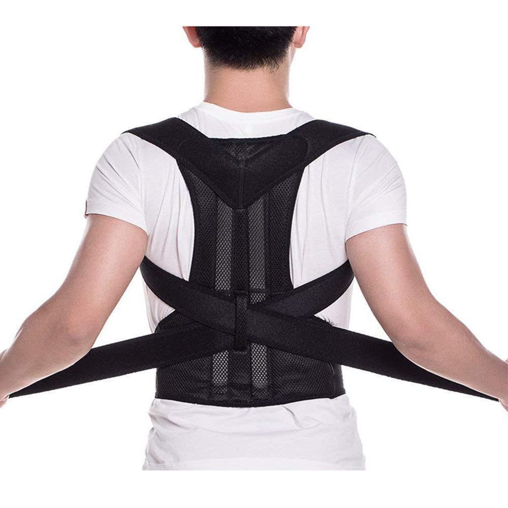 Loovit Back Brace Posture Corrector - Back Support Belt with Fully Adjustable Straps Relief Lower & Upper Back Pain, Improve Posture & Provides Lumbar Support - Fit for Men & Women (L)