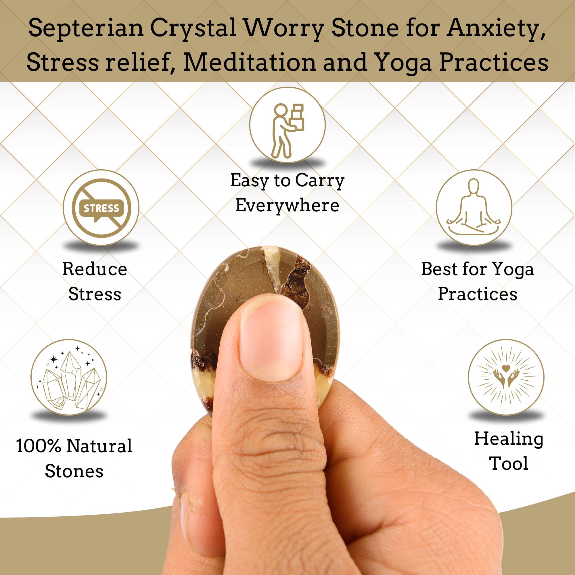 ANAYA AGATE Worry Stones Septerian Crystal Thumb Worry Stones for Anxiety, Stress Relaxing and Soothing Balance Stones for Meditation, Stress Relief Healing Stones and Crystals for Men and Women