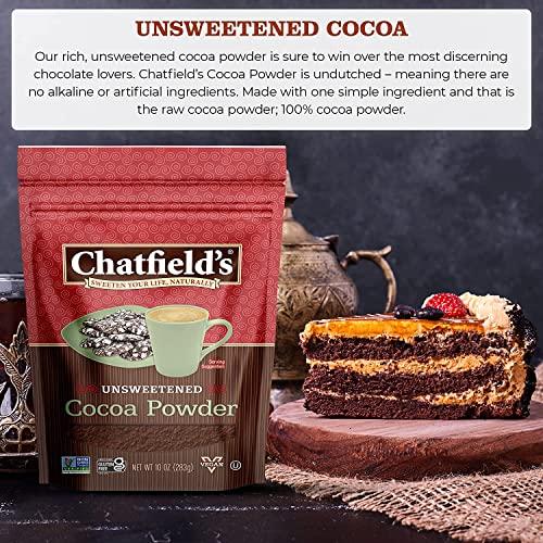 Chatfield\'s Chatfields All Natural Cocoa Powder Unsweetened 10-oz Pouch, Natural and Nutritious, Premium Quality, Sugar-Free, Gluten-Free, Vegan, Kosher, Non-GMO Verified - (2 Pack)
