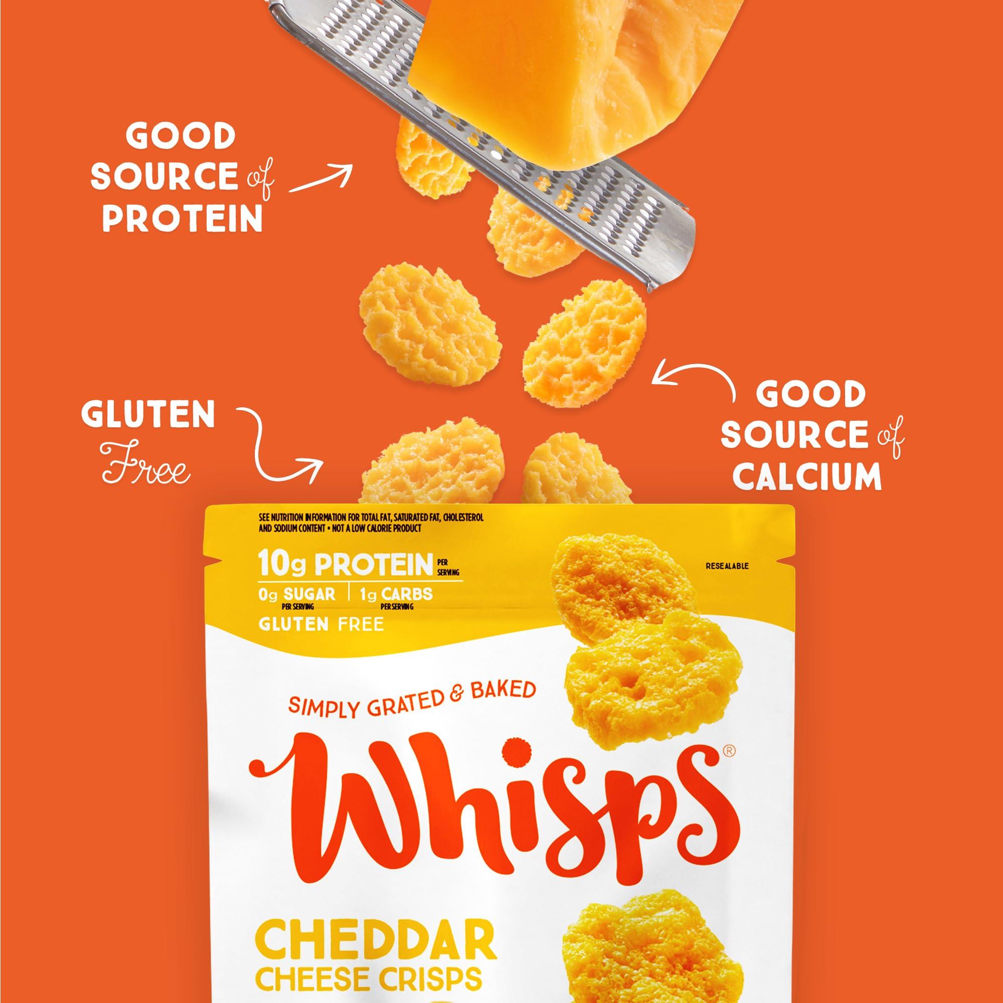 Whisps Whisps Cheese Crisps Cheddar Cheese| Protein Chips | Healthy Snacks | Protein Snacks, Gluten Free, High Protein, Low Carb Keto Food (2.12 Oz, 6 Pack)